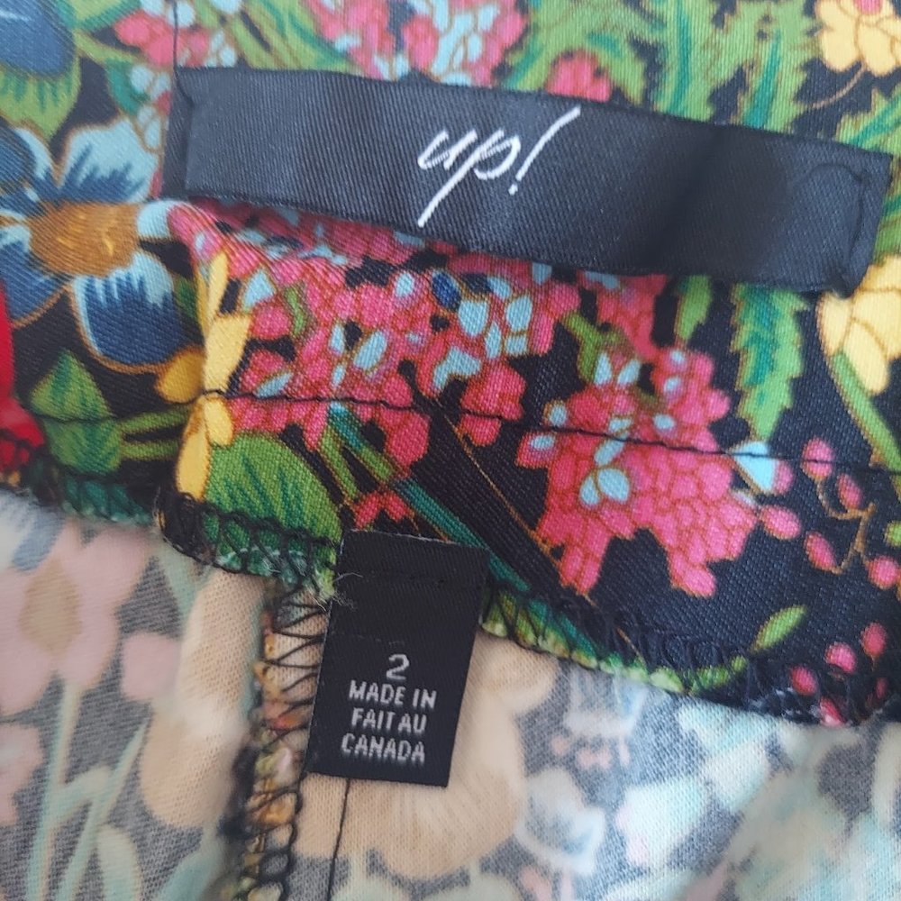 UP Floral Ankle Pant Multi Printed Cottage Core Boho Cotton Size 2 - Picture 2 of 3